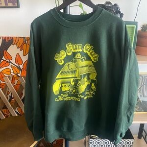 No Fun Club Recording Studio Green Crewneck Graphic Sweater